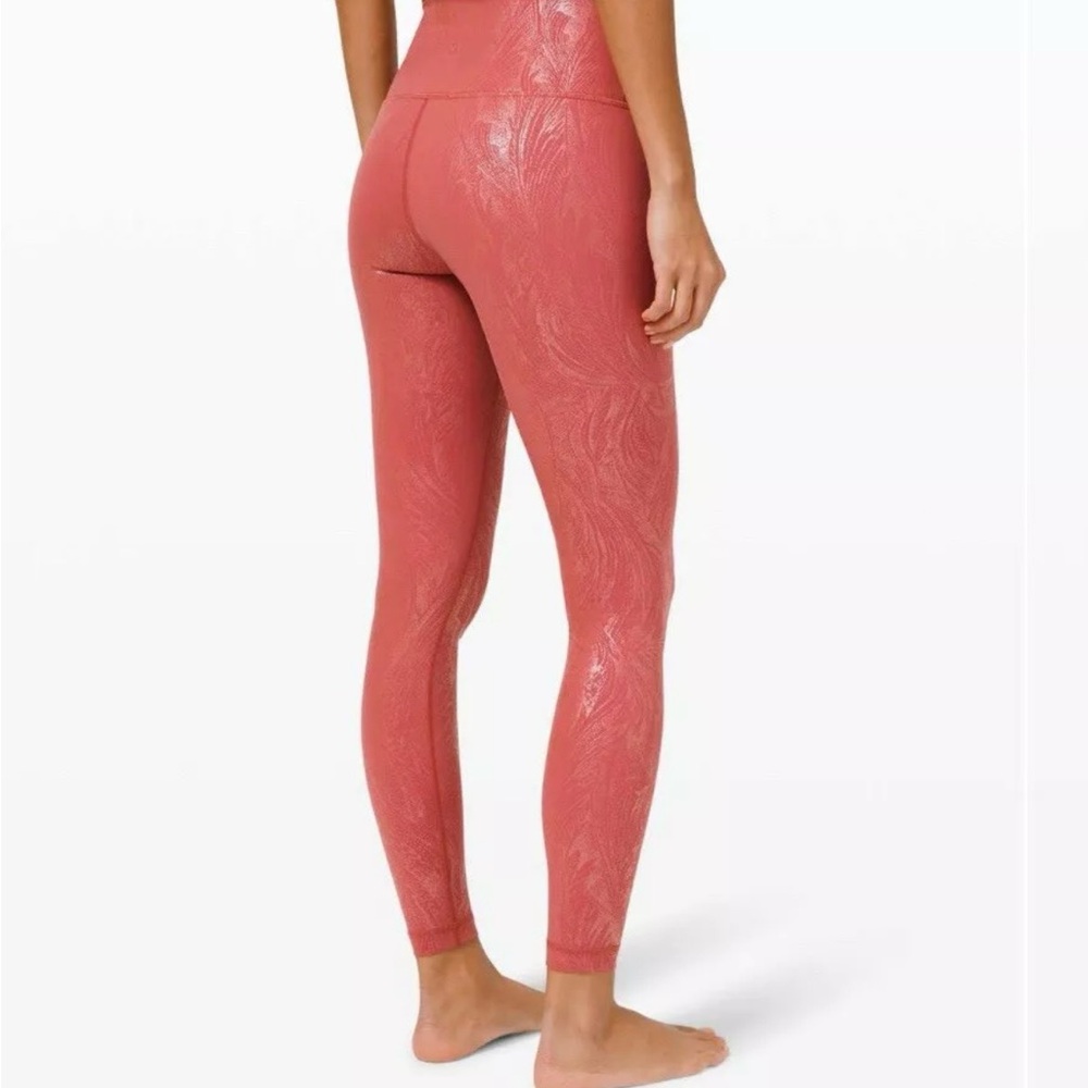 Lululemon Wunder Under High-Rise Tight Size 6 Shine Soft Cranberry Pink Foil